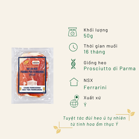 Đùi heo muối Parma không xương ủ 16 tháng Ferrarini 50g