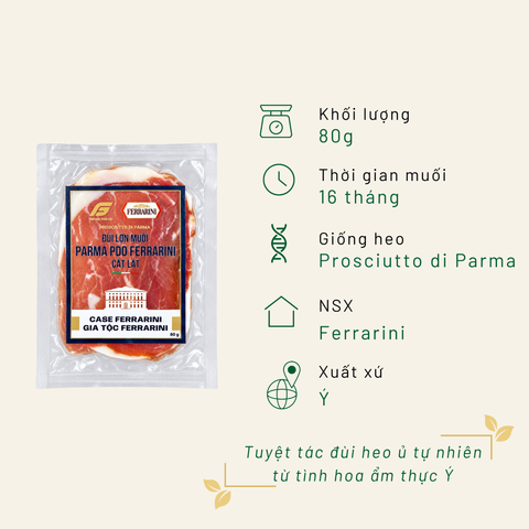 Đùi heo muối Parma không xương ủ 16 tháng Ferrarini 80g
