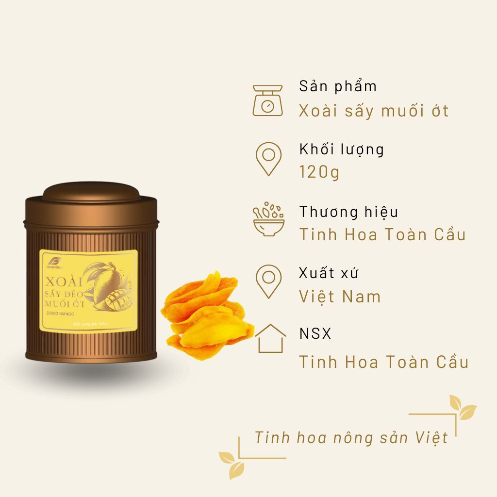 Xoài Sấy Muối Ớt 120g Hộp Thiếc