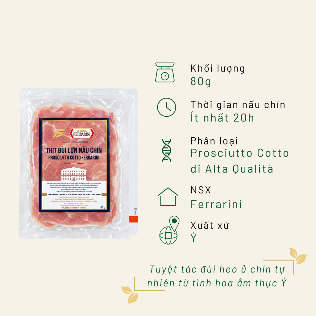 Đùi heo nấu chín IL Nazionale Ferrarini 80g