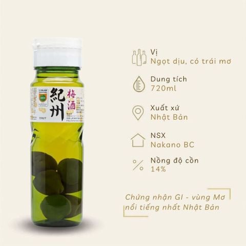 Rượu mơ Nhật Bản Nakano Miiri có quả 720ml 14%