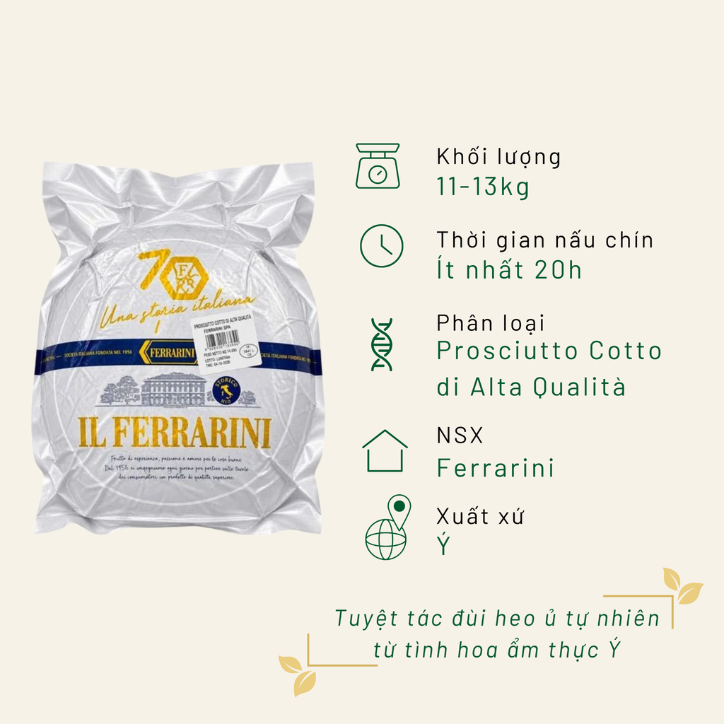 Đùi heo nấu chín IL Nazionale cắt nữa Ferrarini