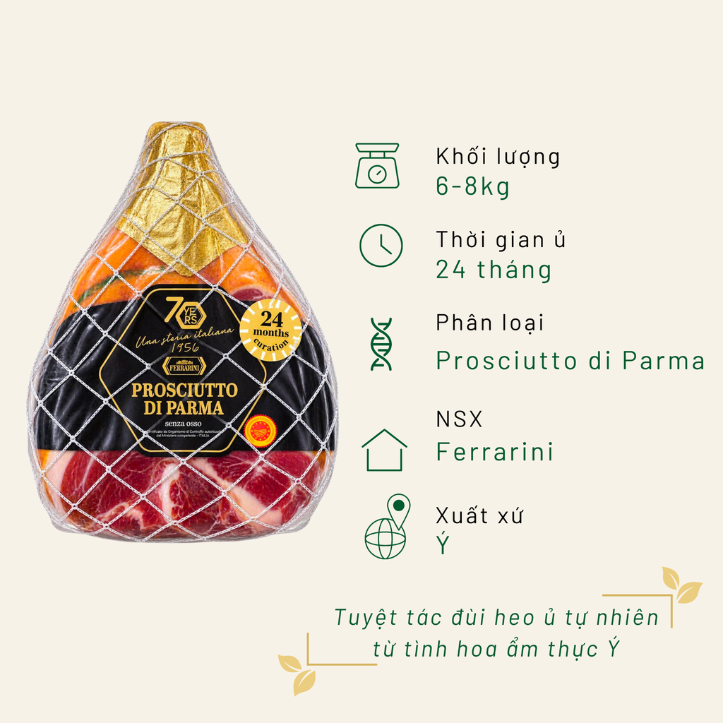 Đùi heo muối Parma không xương ủ 24 tháng Ferrarini