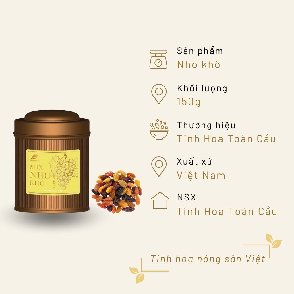 Nho Khô 150g Hộp Thiếc
