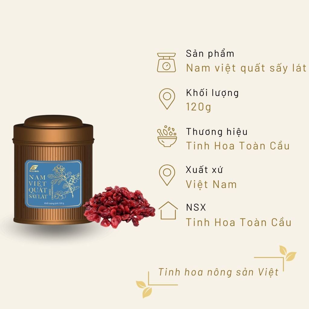 Nam Việt Quất Sấy Lát 120g Hộp Thiếc