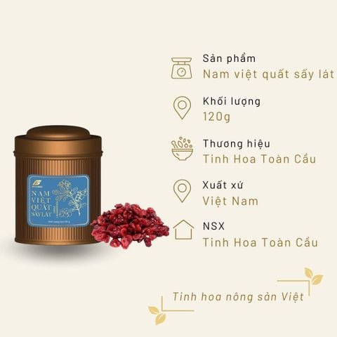 Nam Việt Quất Sấy Lát 120g Hộp Thiếc