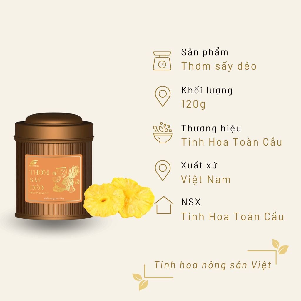 Thơm Sấy Dẻo 120g Hộp Thiếc