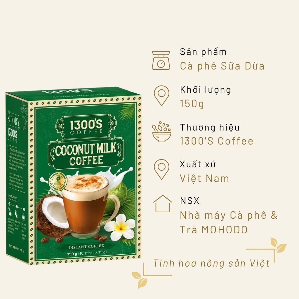 Cà phê Sữa Dừa 150g (10 gói x 15g)