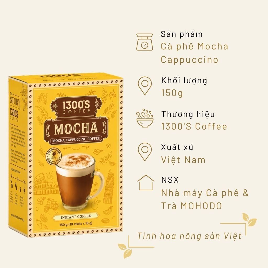 Cà phê Mocha Cappuccino 150g(10 x 15g)
