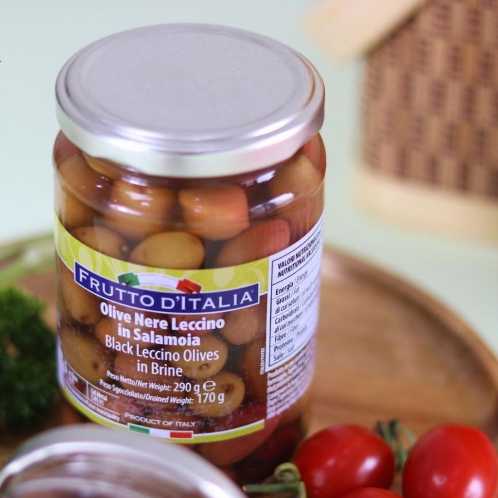Oliu Đen Có Hạt Frutto D'Italia Leccino Olives Madama Oliva 170g