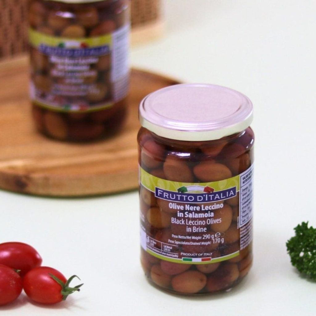 Oliu Đen Có Hạt Frutto D'Italia Leccino Olives Madama Oliva 170g