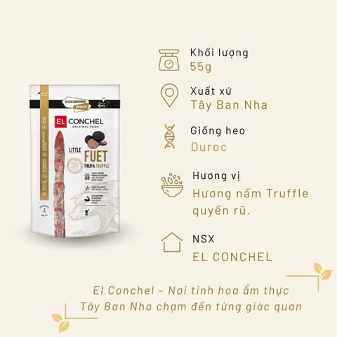 Xúc Xích Khô Litte Fuet Truffle El Conchel 55g Tây Ban Nha