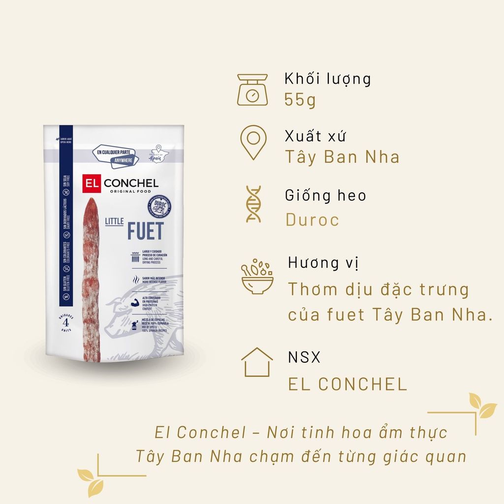 Xúc Xích Khô Little Fuet El Conchel 55g Tây Ban Nha