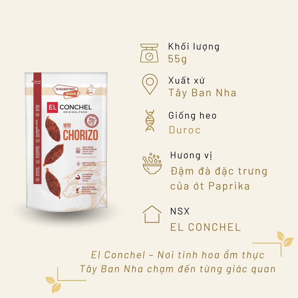Xúc Xích Khô Mini Chorizo El Conchel 55g Tây Ban Nha