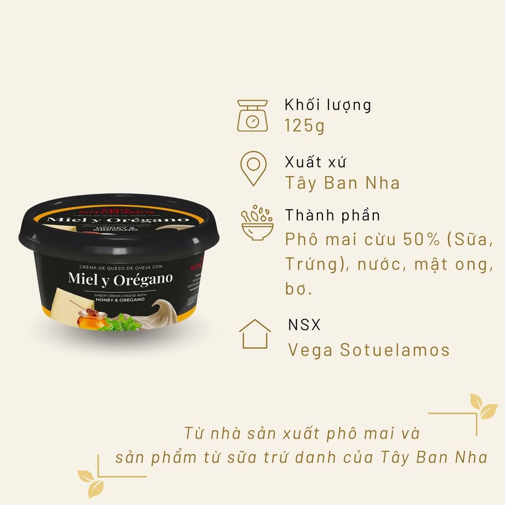 Phô Mai Vega Kem Sữa Cừu Mật Ong Và Lá Oregano 125g