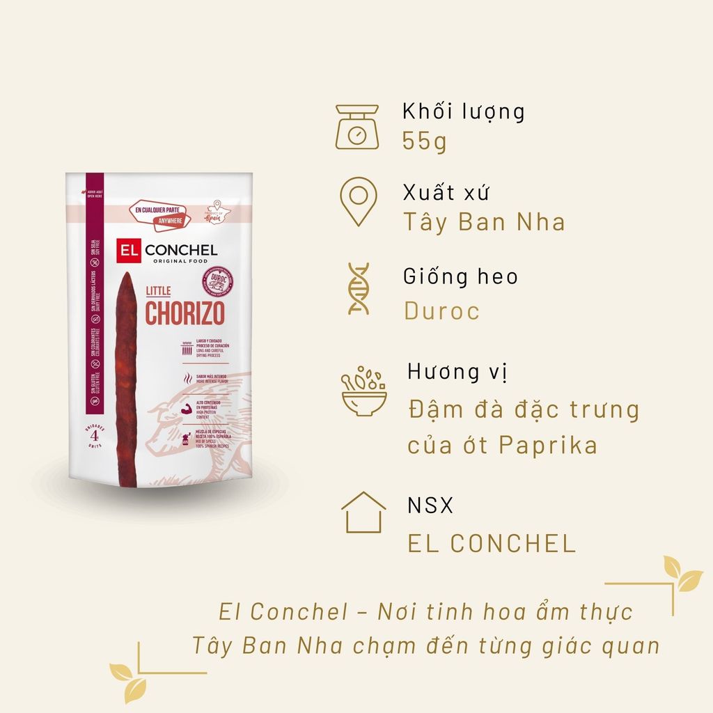 Xúc Xích Khô Little Chorizo El Conchel 55g Tây Ban Nha