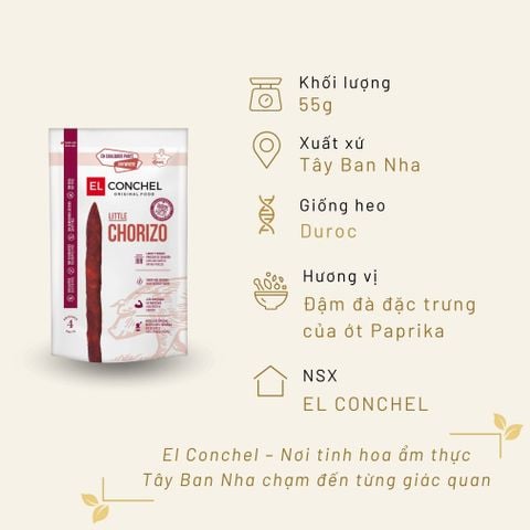 Xúc Xích Khô Little Chorizo El Conchel 55g Tây Ban Nha