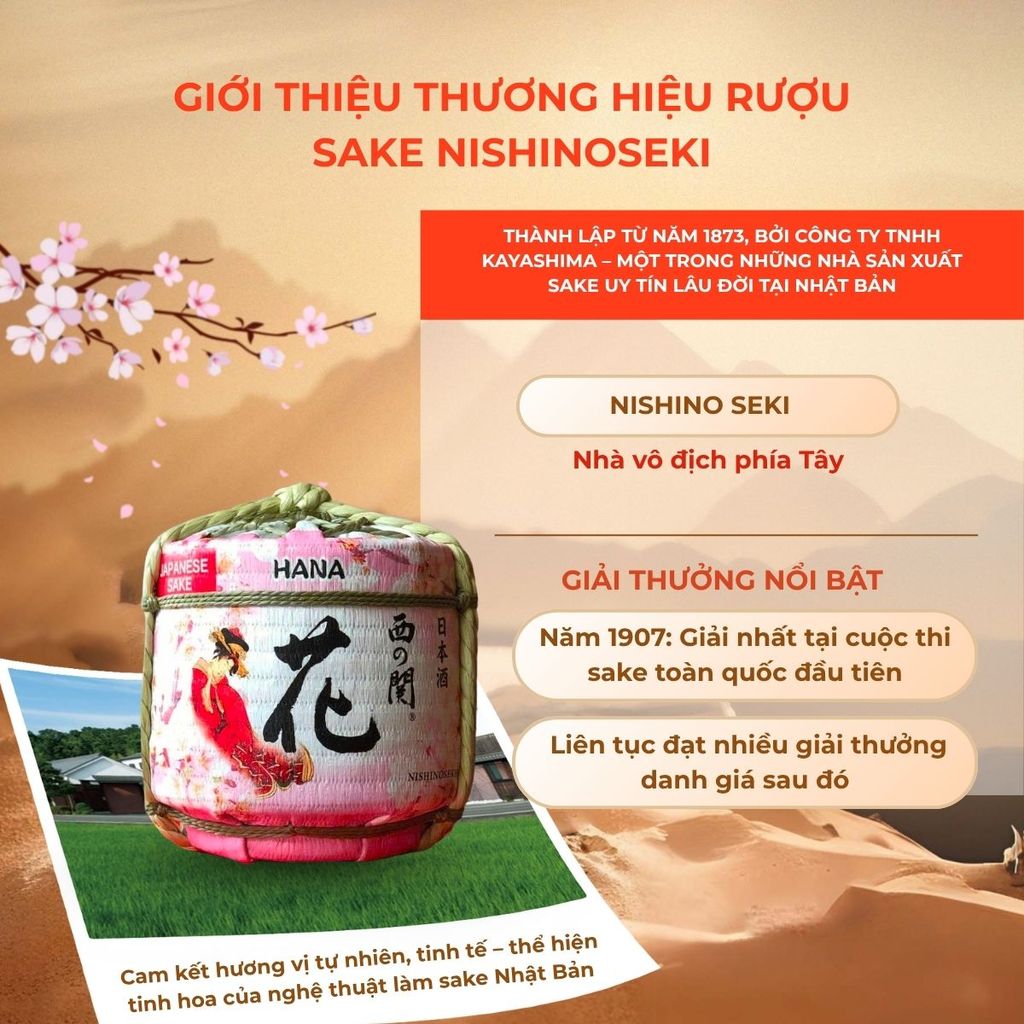Rượu Sake Nishinoseki Hana Barrel 70 Futsushu 1800ml 15%