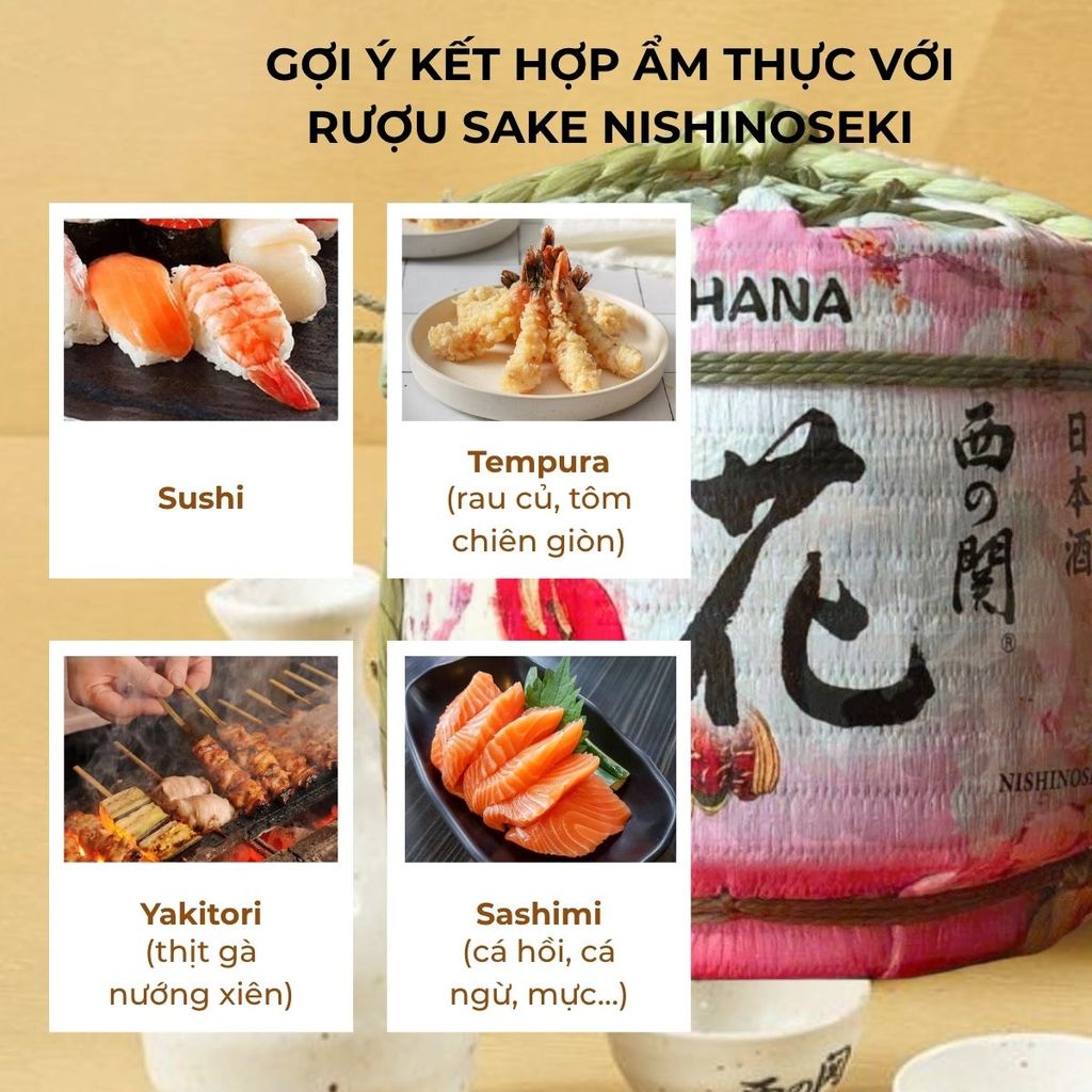 Rượu Sake Nishinoseki Hana Barrel 70 Futsushu 1800ml 15%