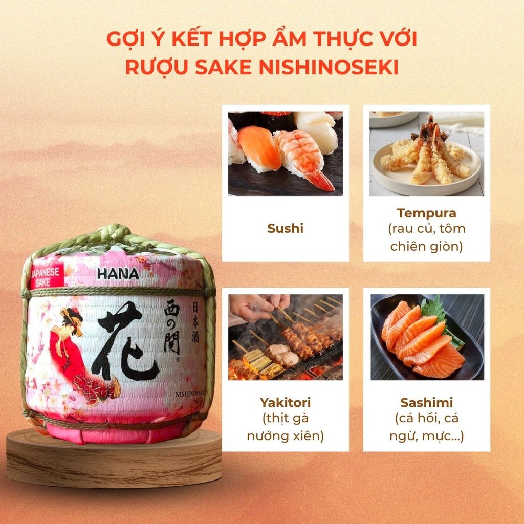 Rượu Sake Nishinoseki Hana Barrel 70 Futsushu 1800ml 15%