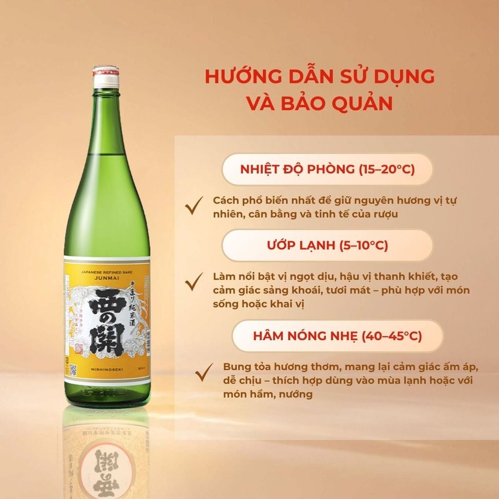 Rượu Sake Nishinoseki Junmai 60 Junmaishu 1800ml 15%