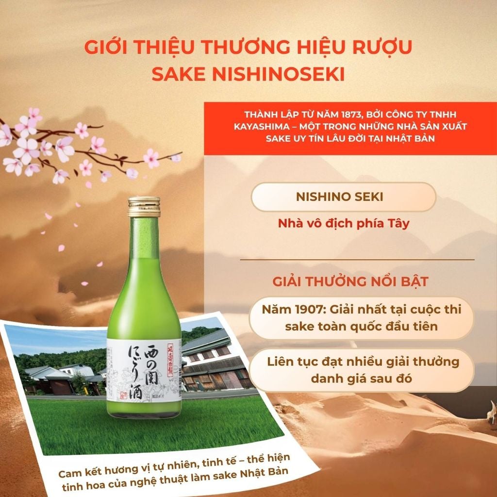 Rượu Sake Nishinoseki Nigori Zake 70 Futsushu 300ml 15%