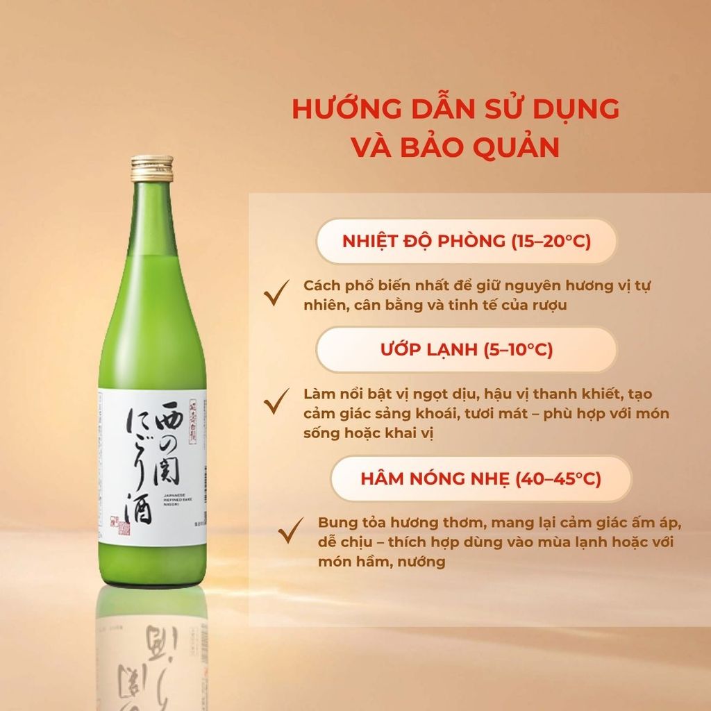Rượu Sake Nishinoseki Nigori Zake 70 Futsushu 720ml 15%