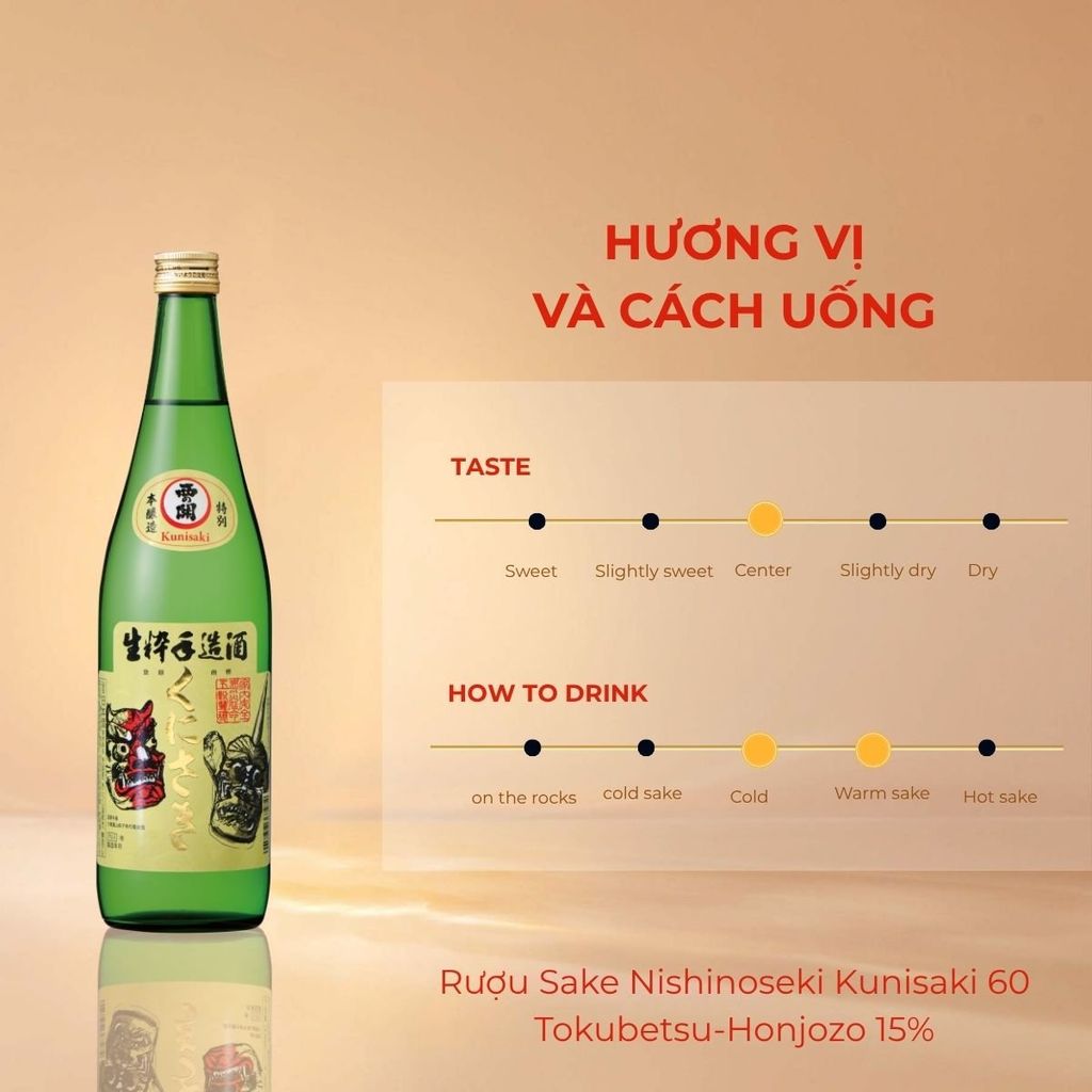 Rượu Sake Nhật Bản Nishino Seki Tokubetsu-Honjozo Kunisaki 720ml 15%