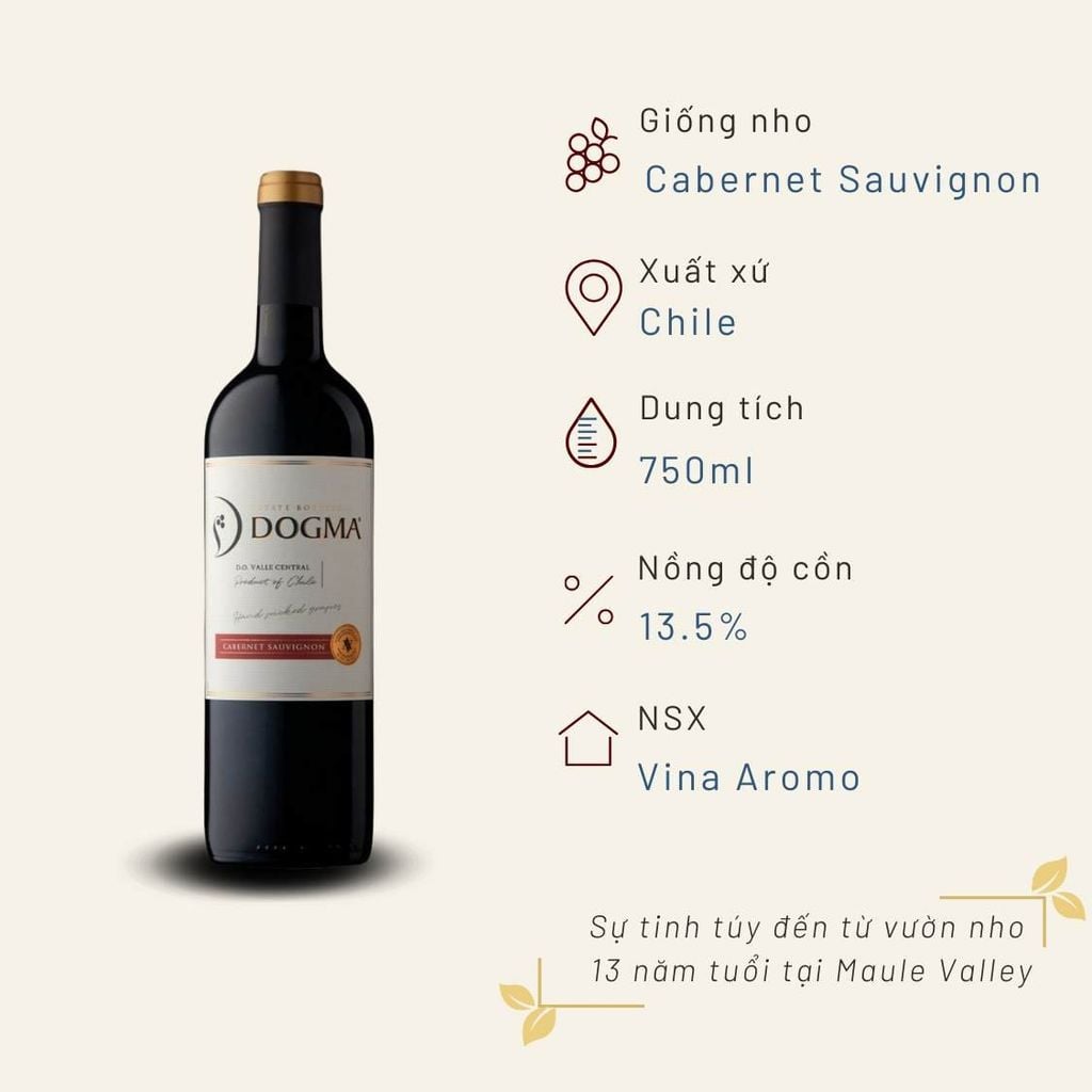 Rượu Vang Đỏ Dogma Cabernet Sauvignon 750ml Viña Aromo 13.5%