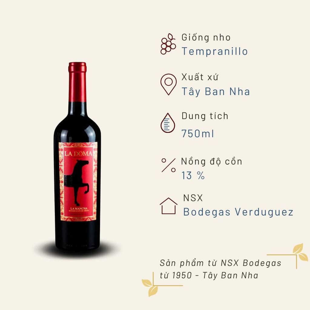 Rượu Vang Đỏ La Doma Tempranillo 750ml Bodegas Verduguez 13%