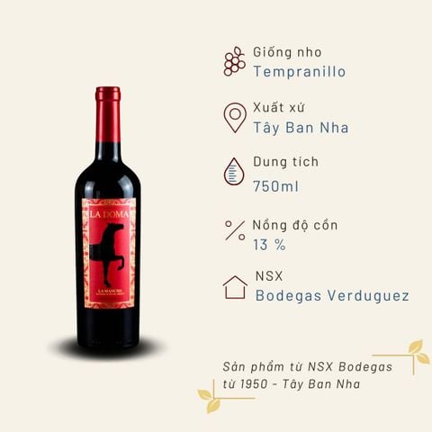 Rượu Vang Đỏ La Doma Tempranillo 750ml Bodegas Verduguez 13%