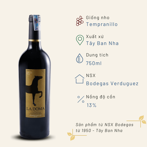 Rượu vang đỏ Tây Ban Nha La Doma Tempranillo 13% La Mancha