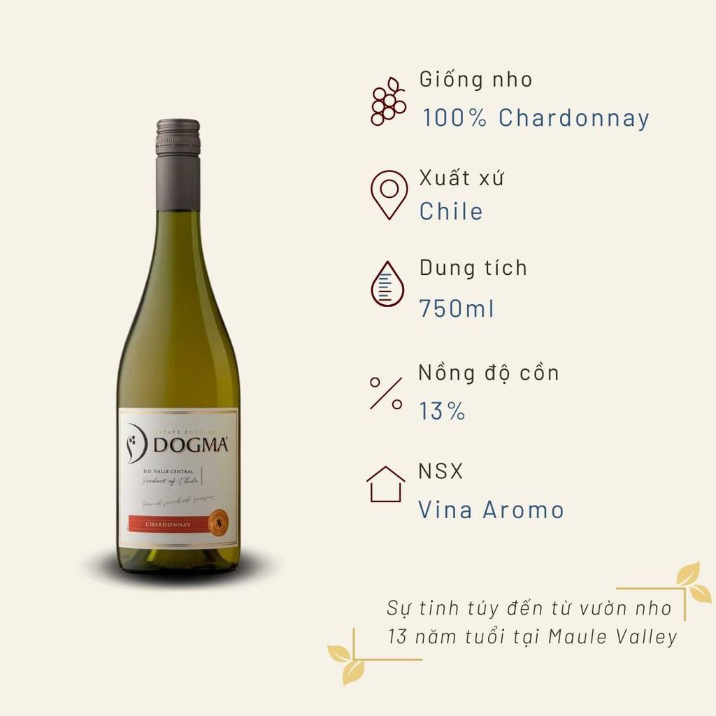 Rượu Vang Trắng Dogma Varietal Chardonnay 750ml Viña Aromo 13%