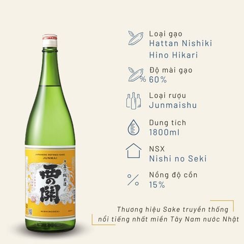 Rượu Sake Nishinoseki Junmai 60 Junmaishu 1800ml 15%