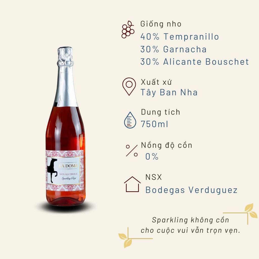Sparkling Không Cồn La Doma Rosa 750ml Bodegas Verduguez