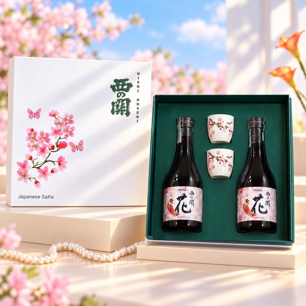 Hộp quà đôi Đào Hoa Niên Sake Nishino Seki Hana 300ml