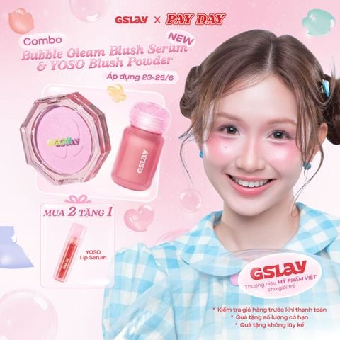 Combo 01 Má hồng Serum căng bóng đa chiều GSLAY Bubble Gleam Blush Serum và 01 Phấn má hồng thuần chay GSLAY YOSO Blush Powder 