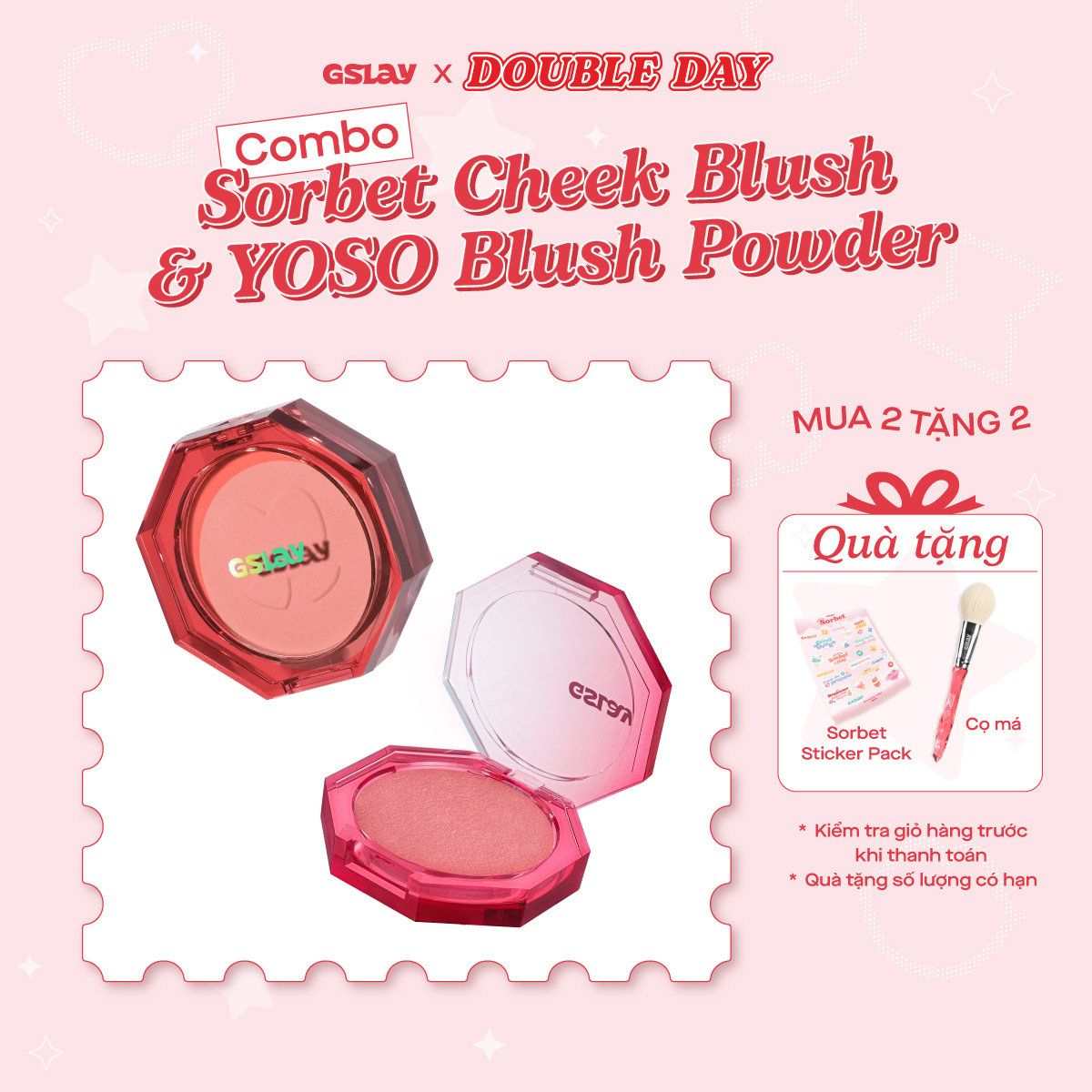  Combo 02 Phấn má hồng thuần chay GSLAY YOSO Blush Powder 