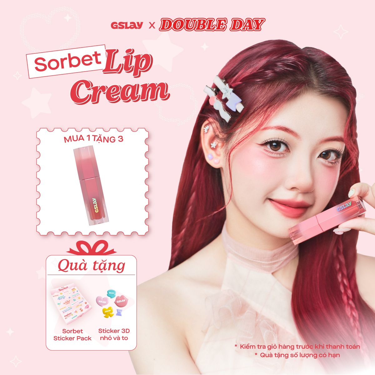  Son kem GSLAY Sorbet Lip Cream mịn lì thuần chay che phủ rãnh môi giữ màu lâu trôi 4gr 
