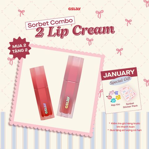  Combo 02 Son Kem GSLAY Sorbet Lip Cream mịn mượt mờ lì thuần chay che phủ rãnh môi giữ màu lâu trôi không khô môi (4gx2) 