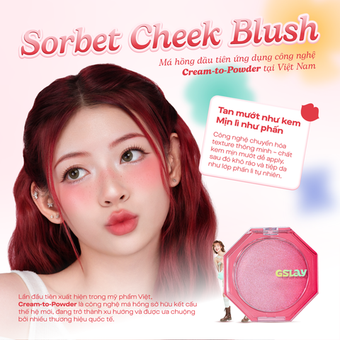  Combo 02 Má Hồng Kem Hoá Phấn GSLAY Sorbet Cheek Blush thuần chay mịn lì và nhũ bắt sáng dễ tán bền màu (5gx2) 