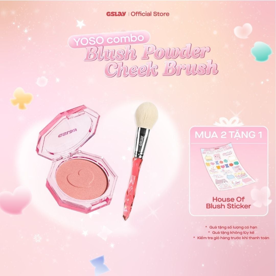  Combo Phấn má hồng GSLAY YOSO Blush Powder và Cọ má hồng GSLAY YOSO Cheek Brush 