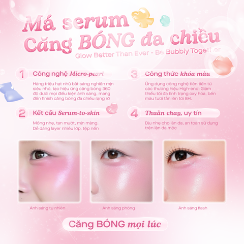  Combo 02 Má hồng Serum căng bóng đa chiều GSLAY Bubble Gleam Blush Serum 