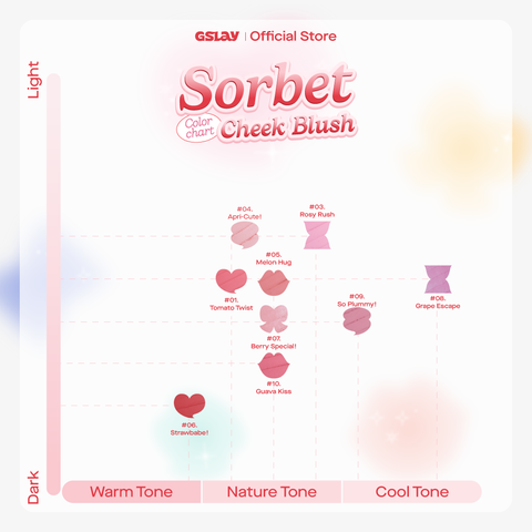 Combo GSLAY SORBET Má hồng kem hoá phấn thuần chay mịn lì (5g) & Son kem mịn mượt mờ lì thuần chay (4g) 