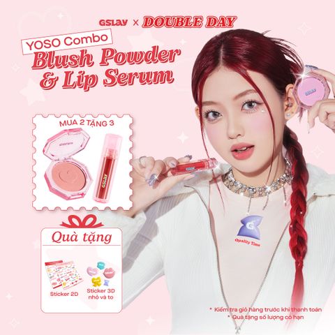  Combo GSLAY YOSO Phấn má hồng & Son dưỡng bóng có màu thuần chay 