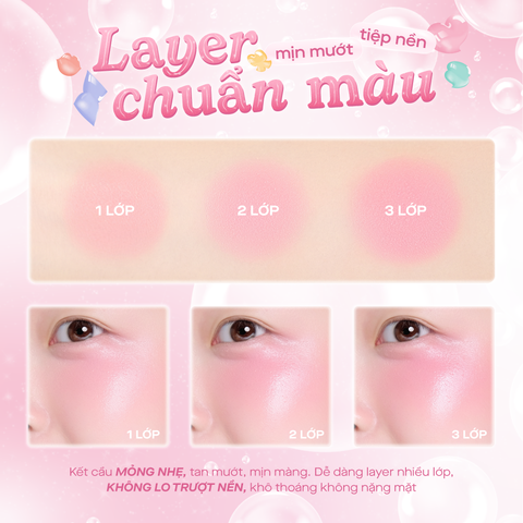  Combo 01 Má hồng Serum căng bóng đa chiều GSLAY Bubble Gleam Blush Serum và 01 Má hồng kem hoá phấn GSLAY Sorbet Cheek Blush thuần chay mịn lì và nhũ dễ tán bền màu 