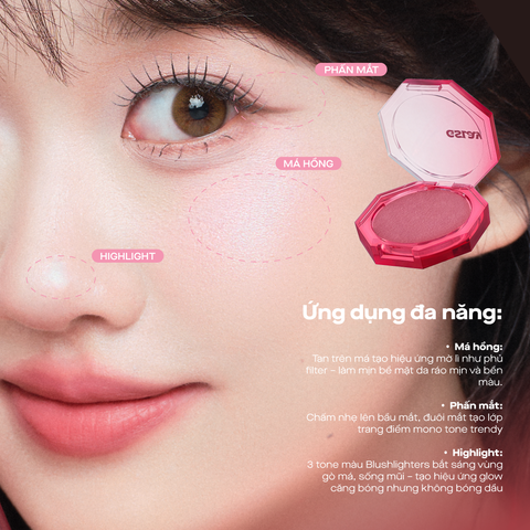  Combo 02 Má Hồng Kem Hoá Phấn GSLAY Sorbet Cheek Blush thuần chay mịn lì và nhũ bắt sáng dễ tán bền màu (5gx2) 