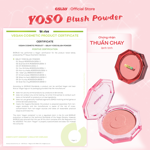  Combo 01 Má hồng Serum căng bóng đa chiều GSLAY Bubble Gleam Blush Serum và 01 Phấn má hồng thuần chay GSLAY YOSO Blush Powder 