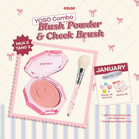  Combo Phấn má hồng GSLAY YOSO Blush Powder và Cọ má hồng GSLAY YOSO Cheek Brush 