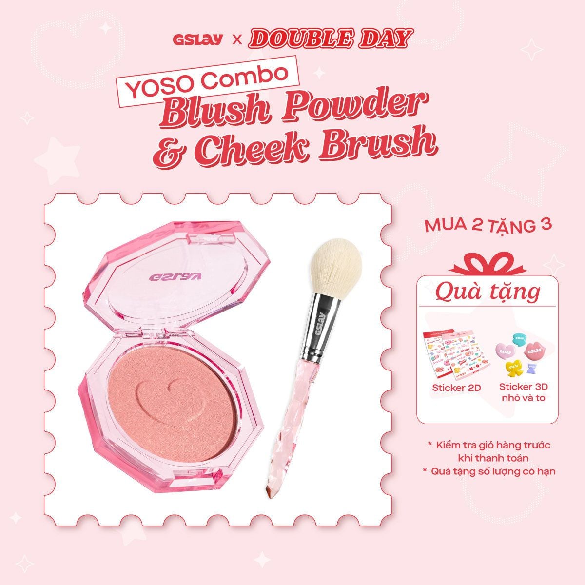  Combo Phấn má hồng GSLAY YOSO Blush Powder và Cọ má hồng GSLAY YOSO Cheek Brush 
